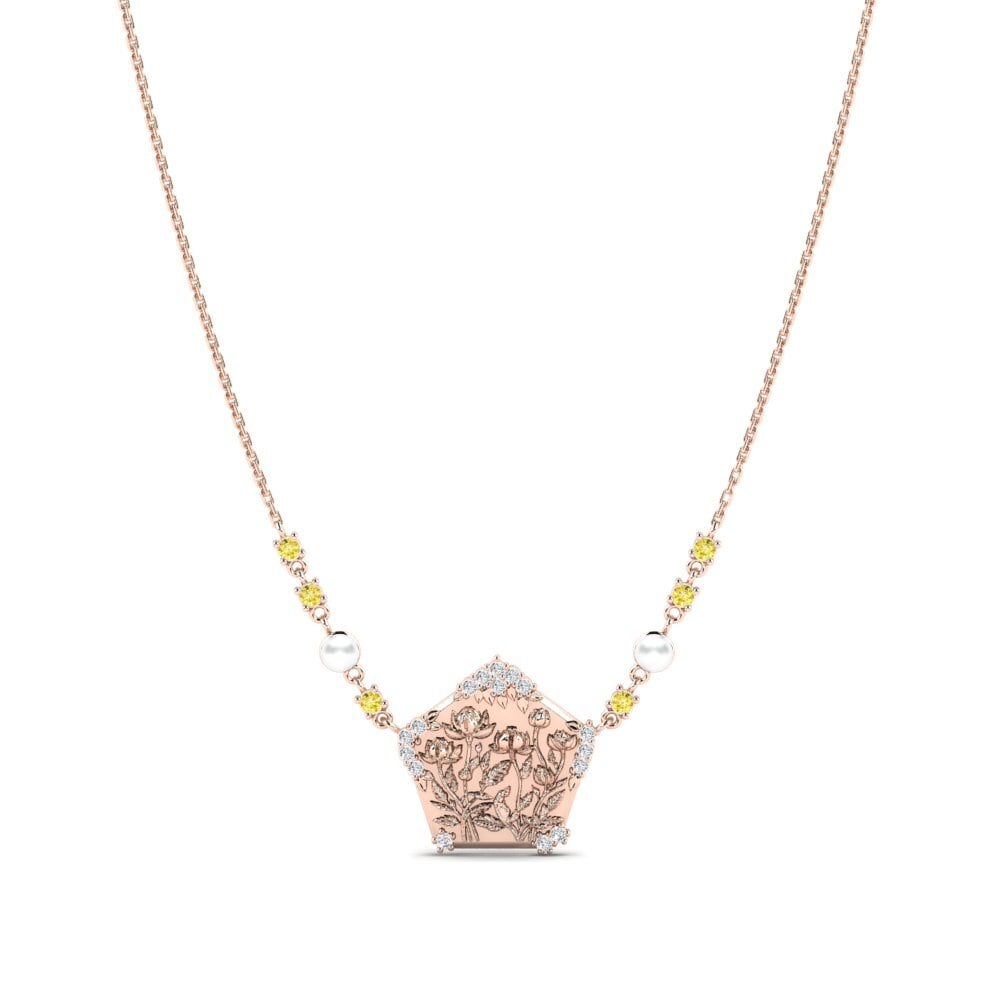 Rotgold 585 Gelber Saphir Damen halskette Lavondula