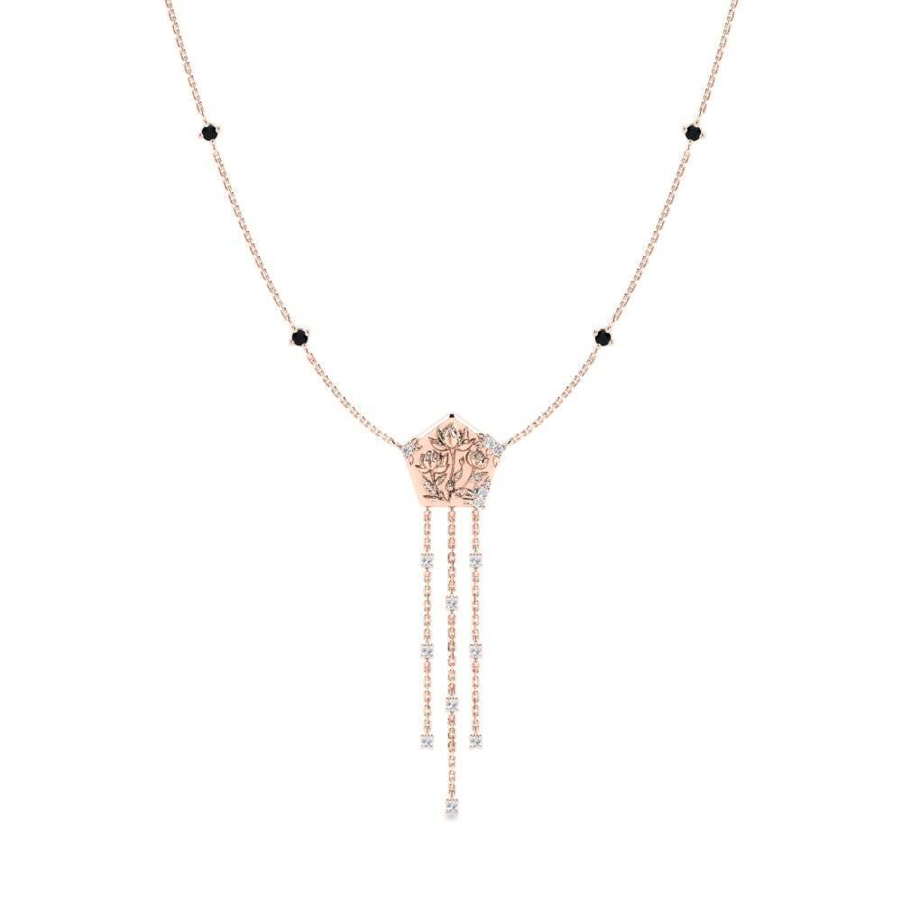 9k Oro Rosa Zafiro negro Collar de Mujer Likevekt