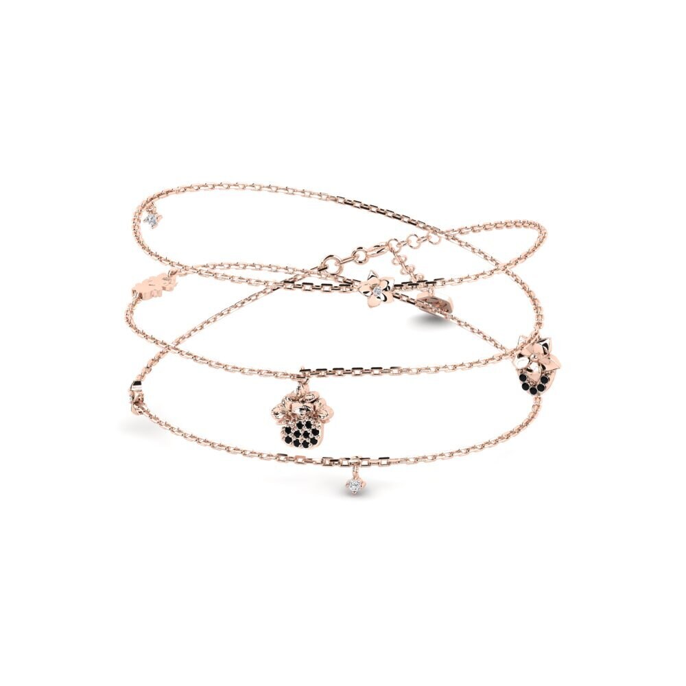 9k Oro Rosa Zafiro negro Collar de Mujer Lumeris