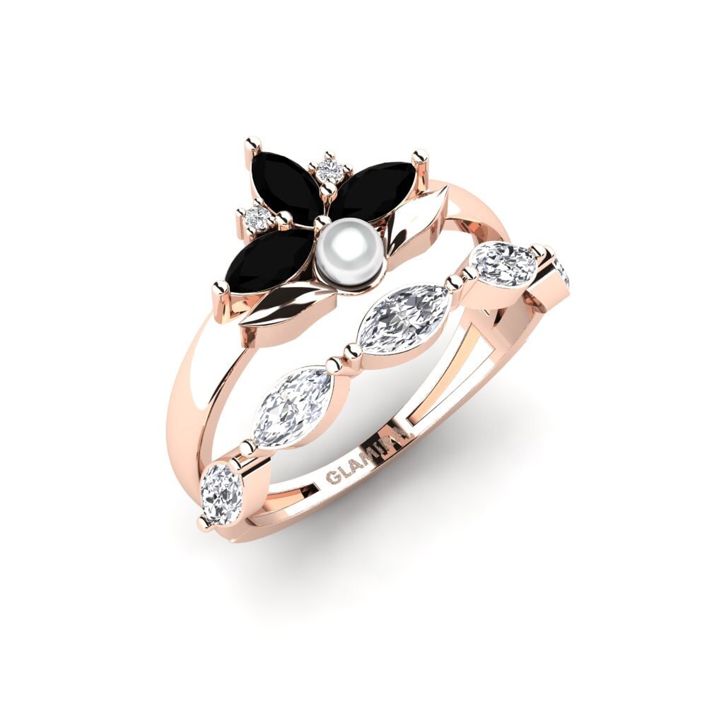 Rotgold 750 Schwarzer Saphir Ring Modelado
