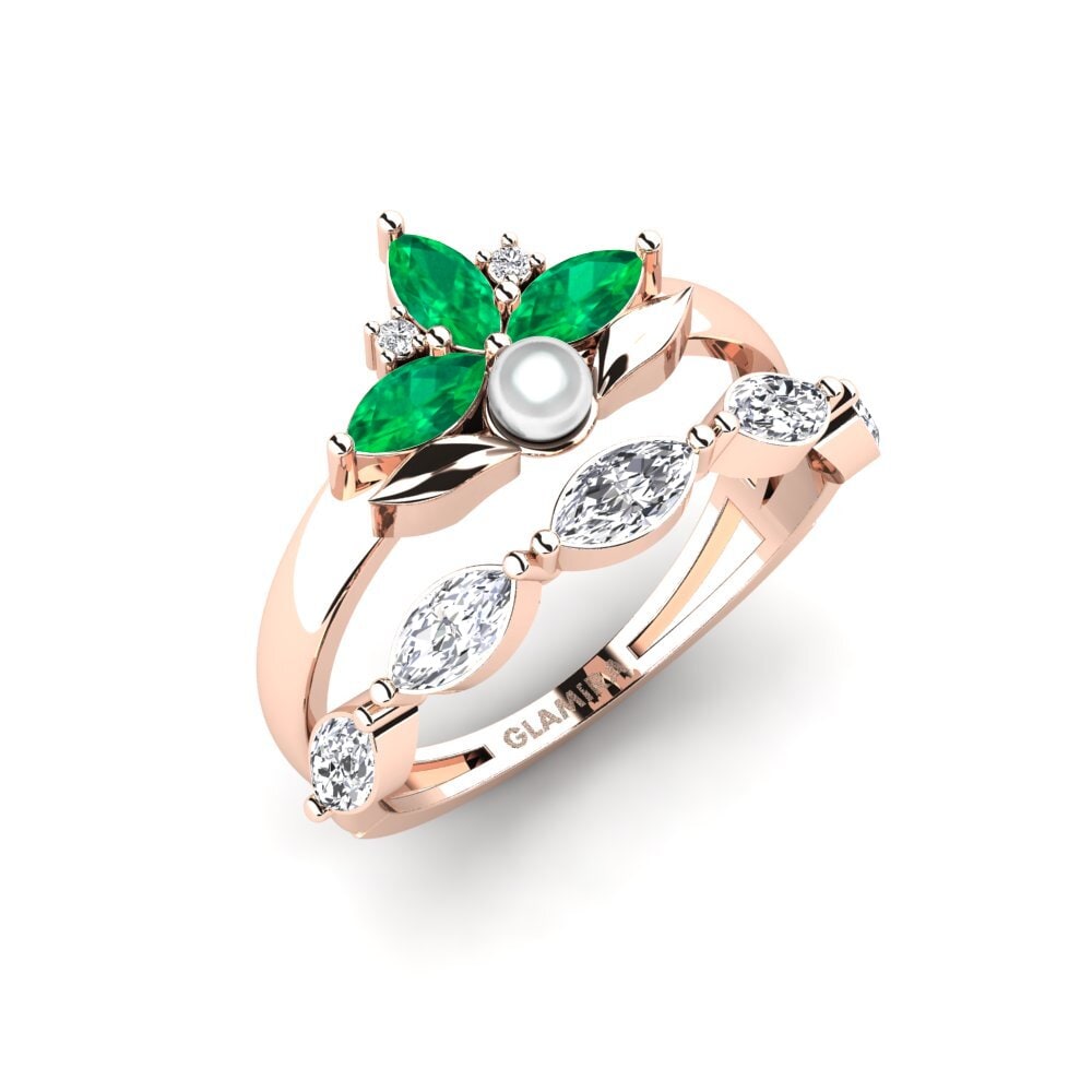 Rotgold 375 Smaragd Ring Modelado