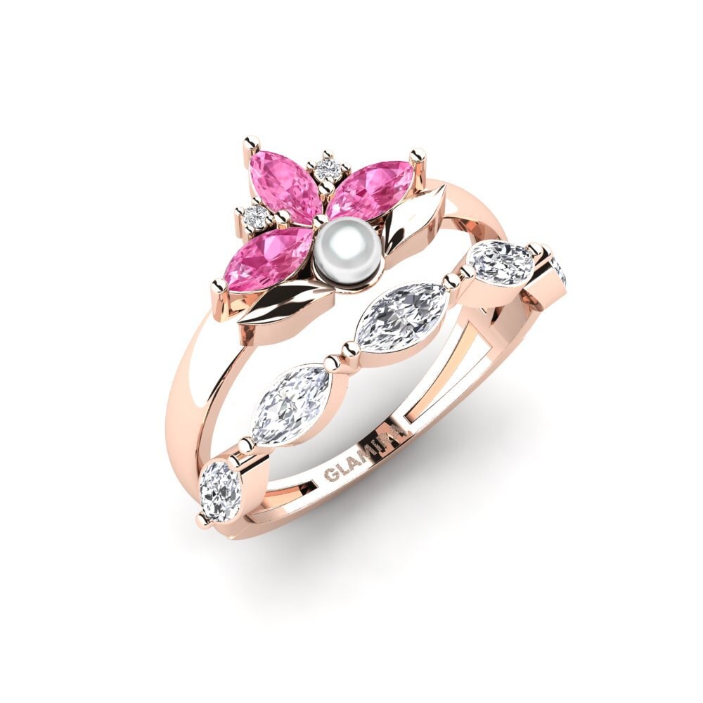 Rotgold 375 Rosa Saphir Ring Modelado