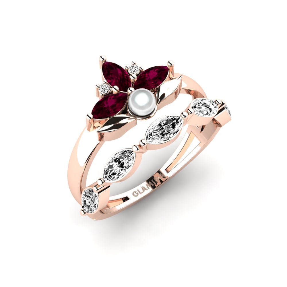 Rotgold 375 Rhodolit-Granat Ring Modelado