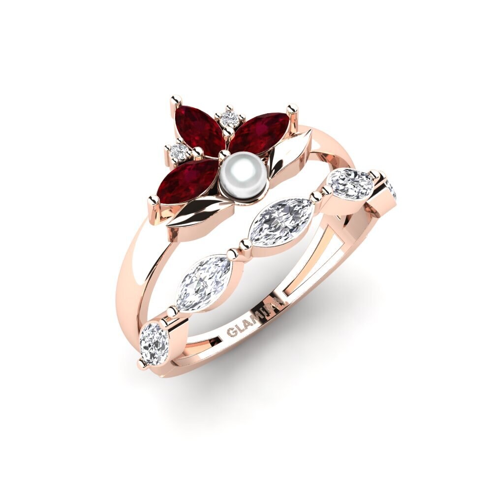 Rotgold 375 Rubin Ring Modelado