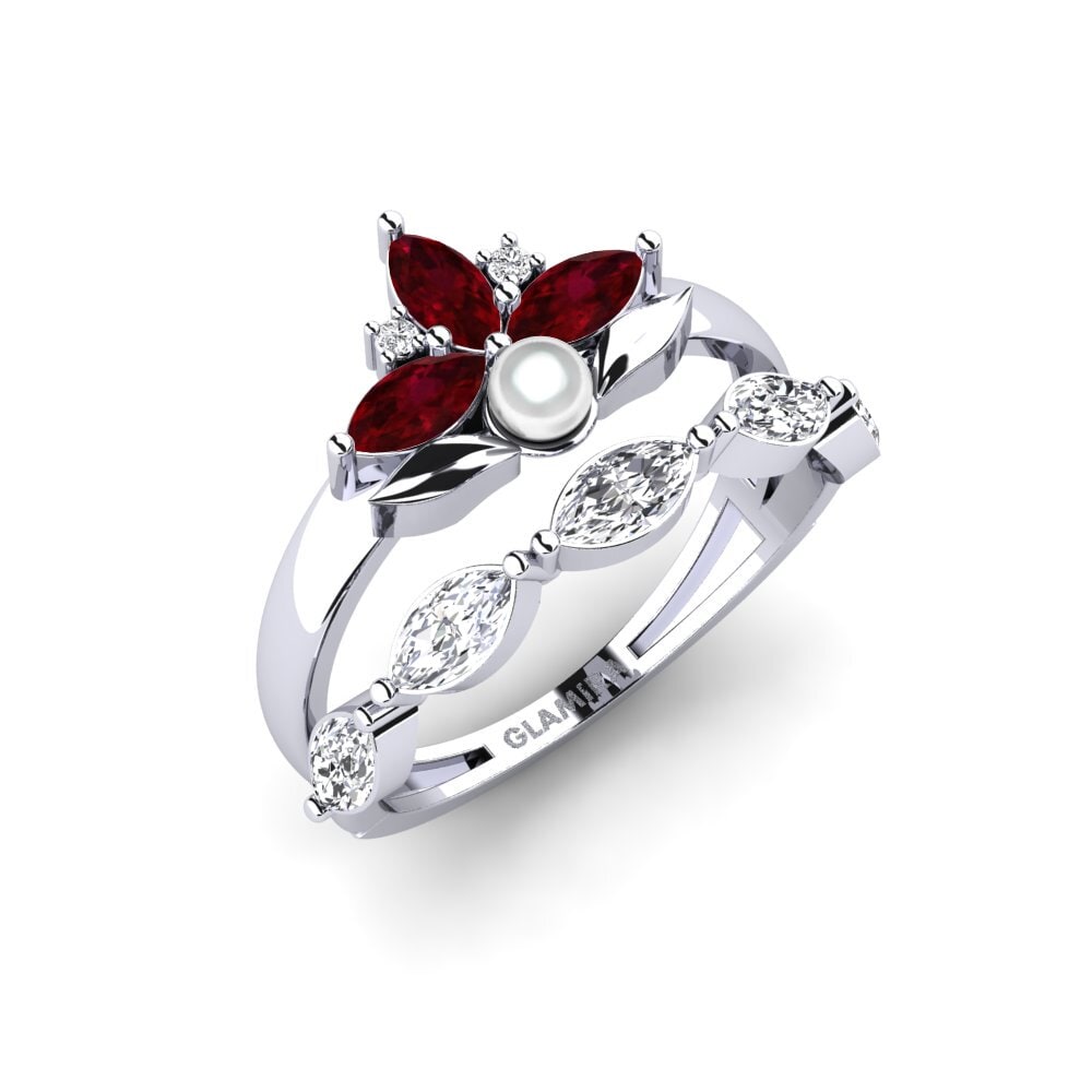 14ct White Gold Ruby Ring Modelado