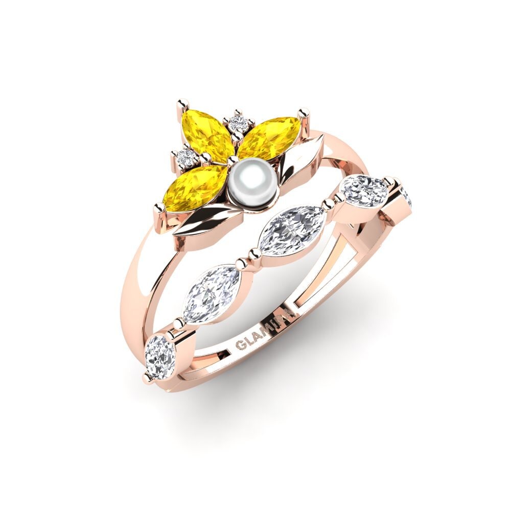 Rotgold 585 Gelber Saphir Ring Modelado