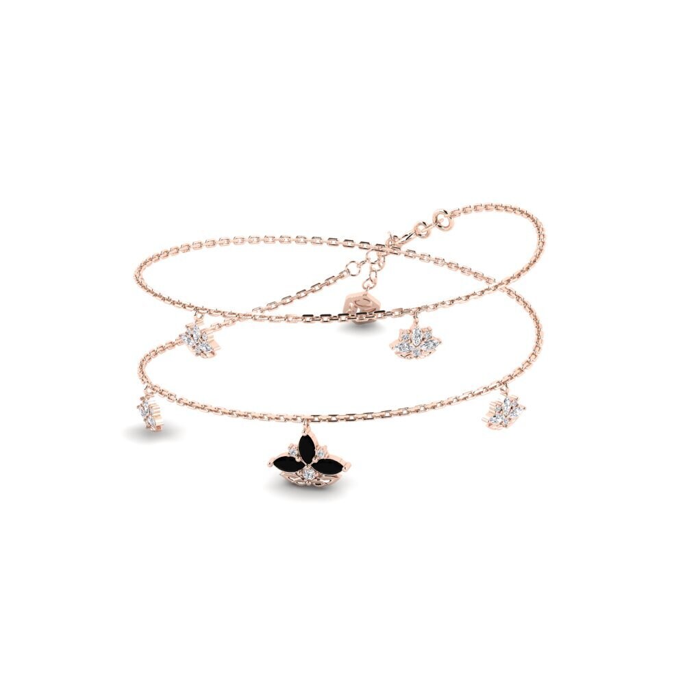 14k Oro Rosa Diamante Negro Collar de Mujer Nemorosa