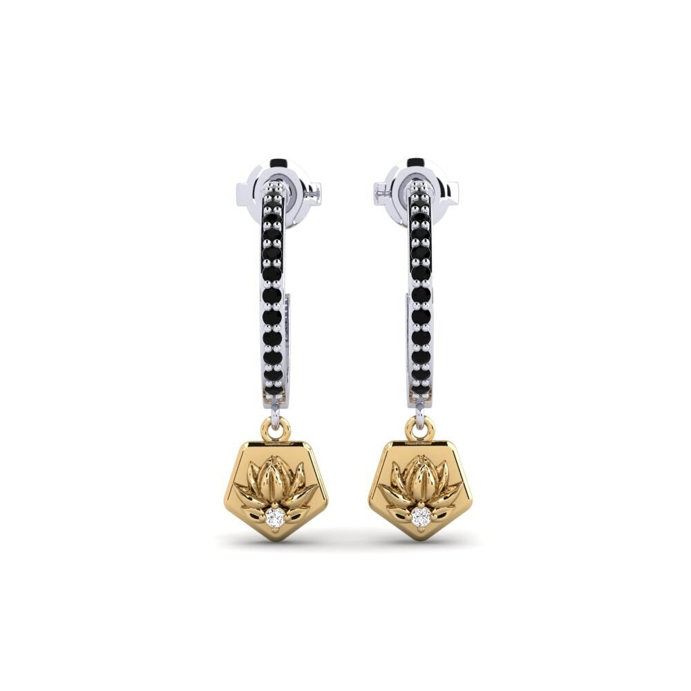 585 Weiß & Gelbgold Schwarzer Onyx Damen ohrring Obscura