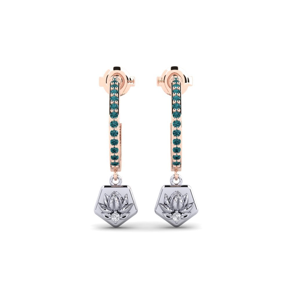 Vàng Trắng-Đỏ 14K Kim Cương Xanh Dương Bông tai nữ Obscura