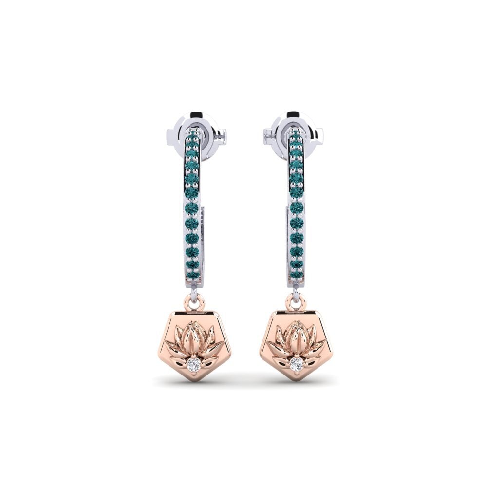 Vàng Trắng-Đỏ 14K Kim Cương Xanh Dương Bông tai nữ Obscura