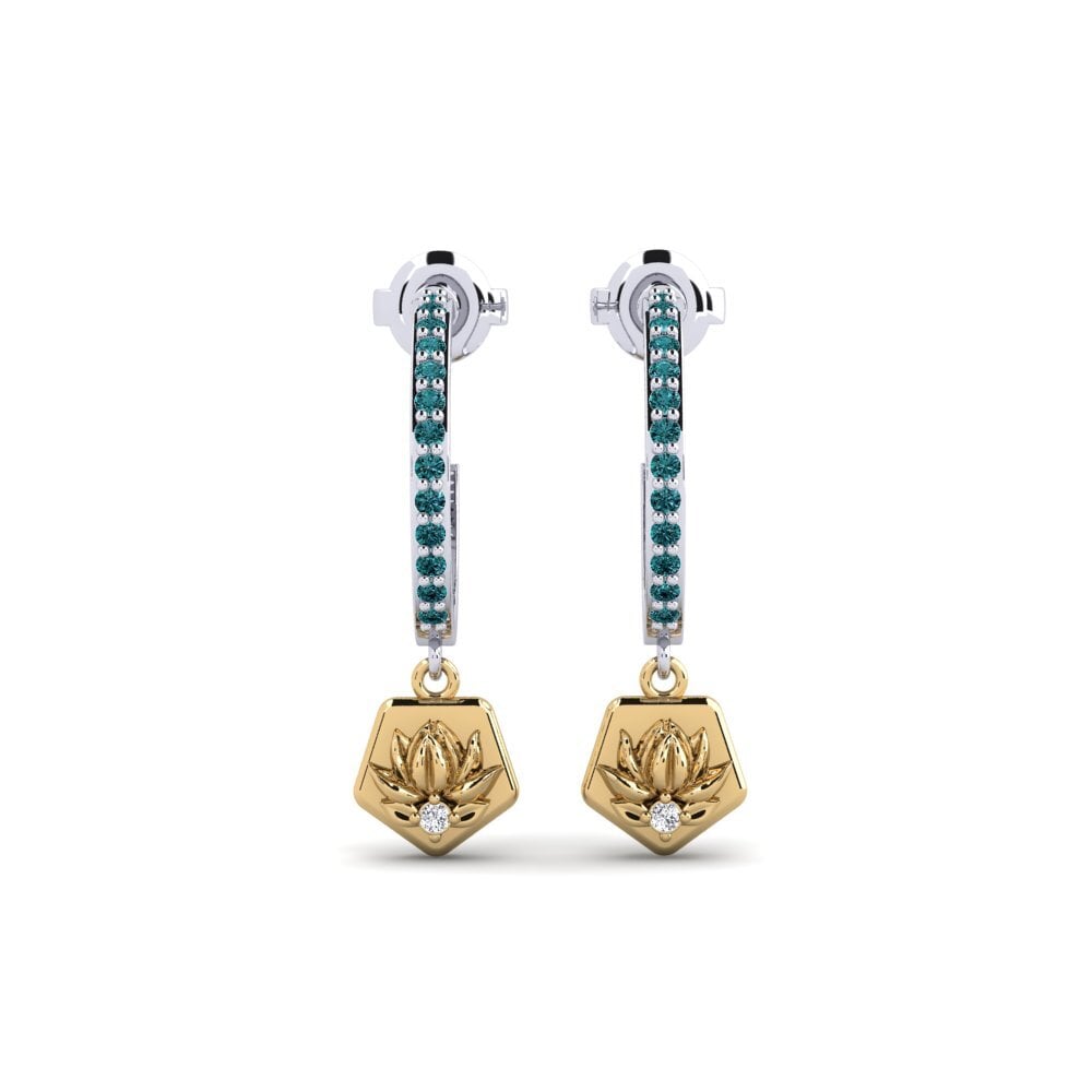 750 Weiß & Gelbgold Blauer Diamant Damen ohrring Obscura