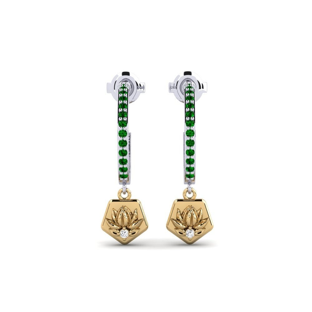 585 Weiß & Gelbgold Grüner Zirkonia Damen ohrring Obscura