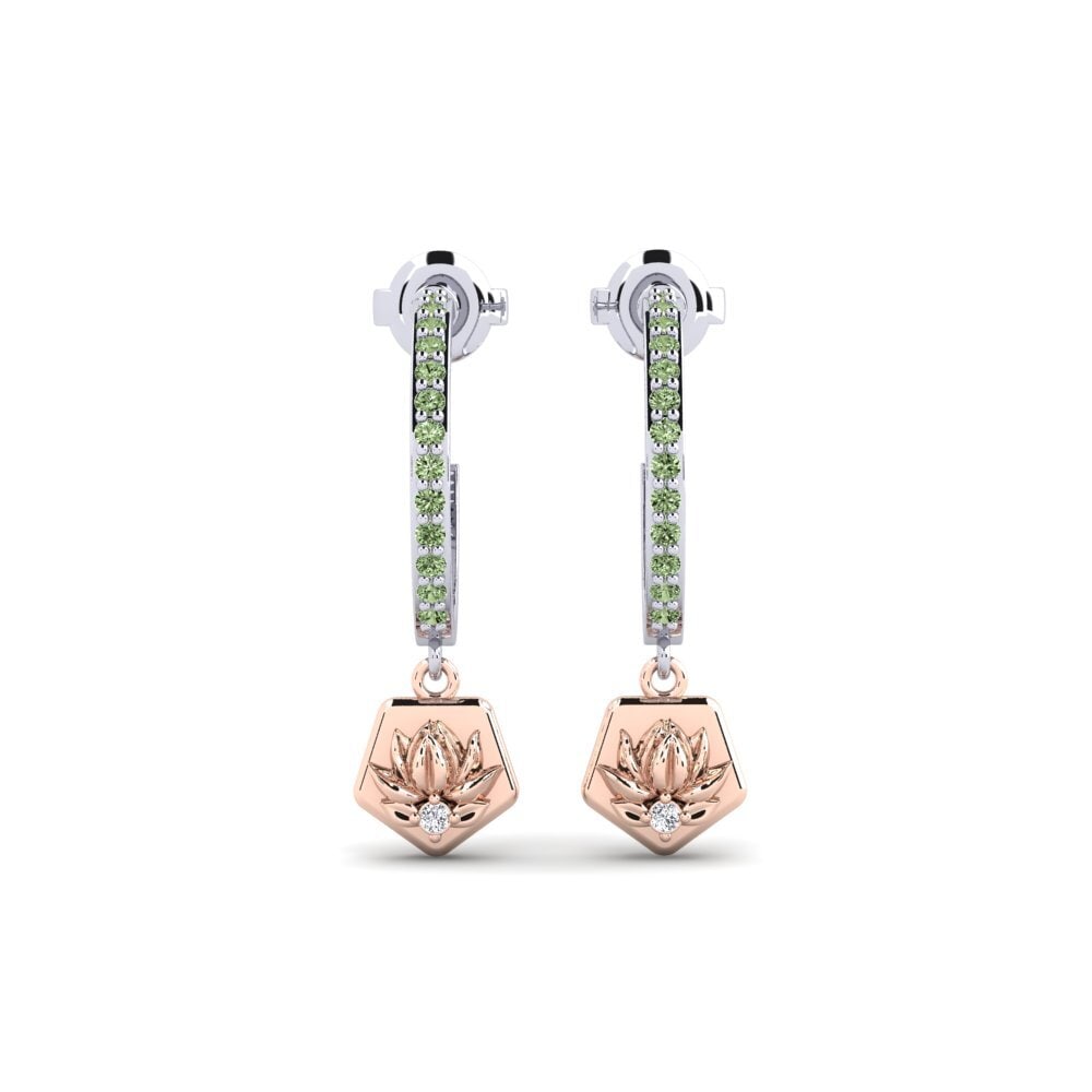 375 Weiß & Rotgold Grüner Diamant Damen ohrring Obscura