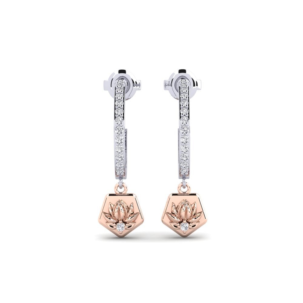 375 Weiß & Rotgold Labor-gezüchteter Diamant Damen ohrring Obscura