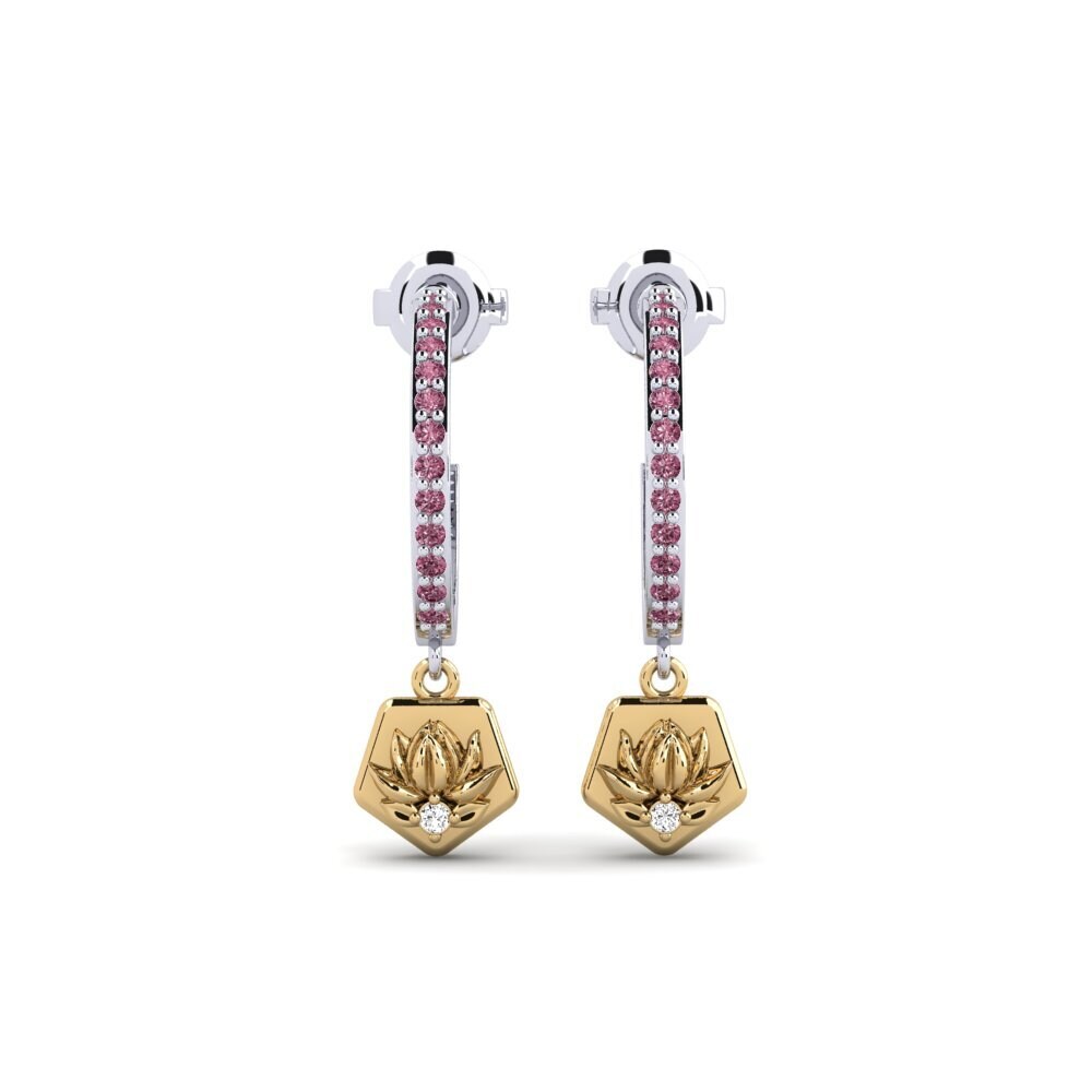 585 Weiß & Gelbgold Rhodolit-Granat Damen ohrring Obscura