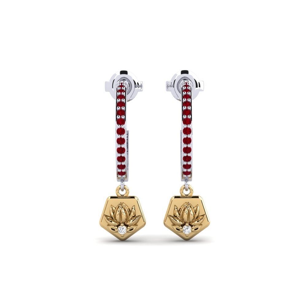 585 Weiß & Gelbgold Roter Zirkonia Damen ohrring Obscura