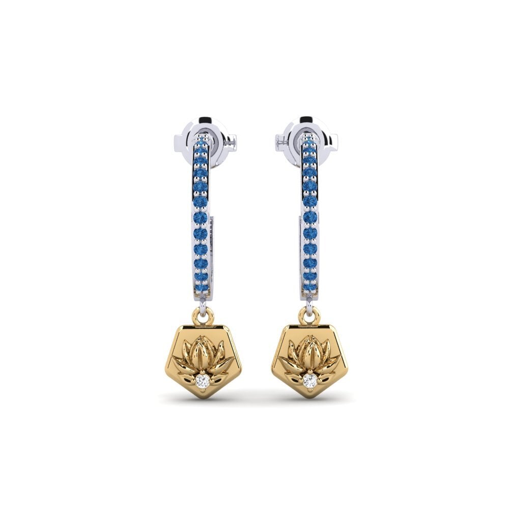 585 Weiß & Gelbgold Dunkelblauer Zirkonia Damen ohrring Obscura