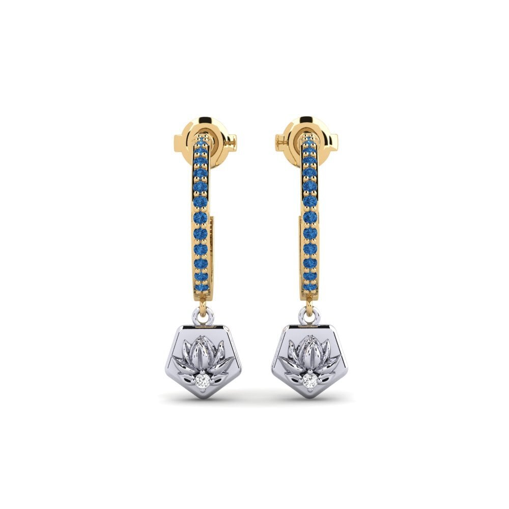 375 Gelb & Weißgold Dunkelblauer Zirkonia Damen ohrring Obscura