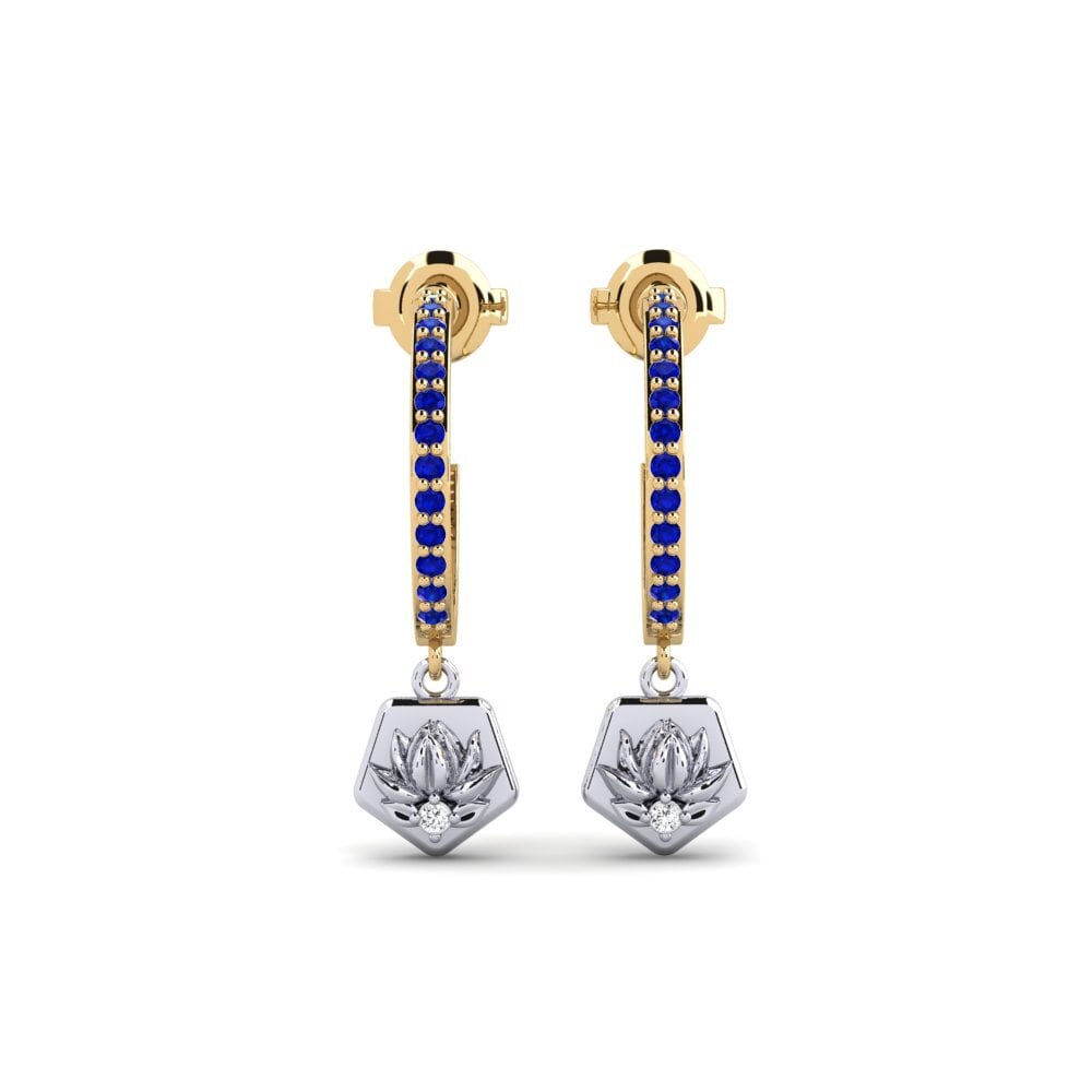Vàng-Trắng 14K Đá Sapphire Bông tai nữ Obscura