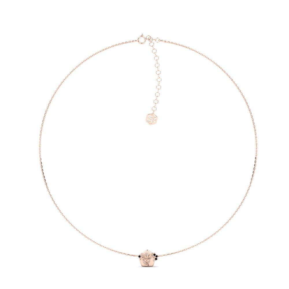 9k Oro Rosa Zafiro negro Collar de Mujer Papaveraceae