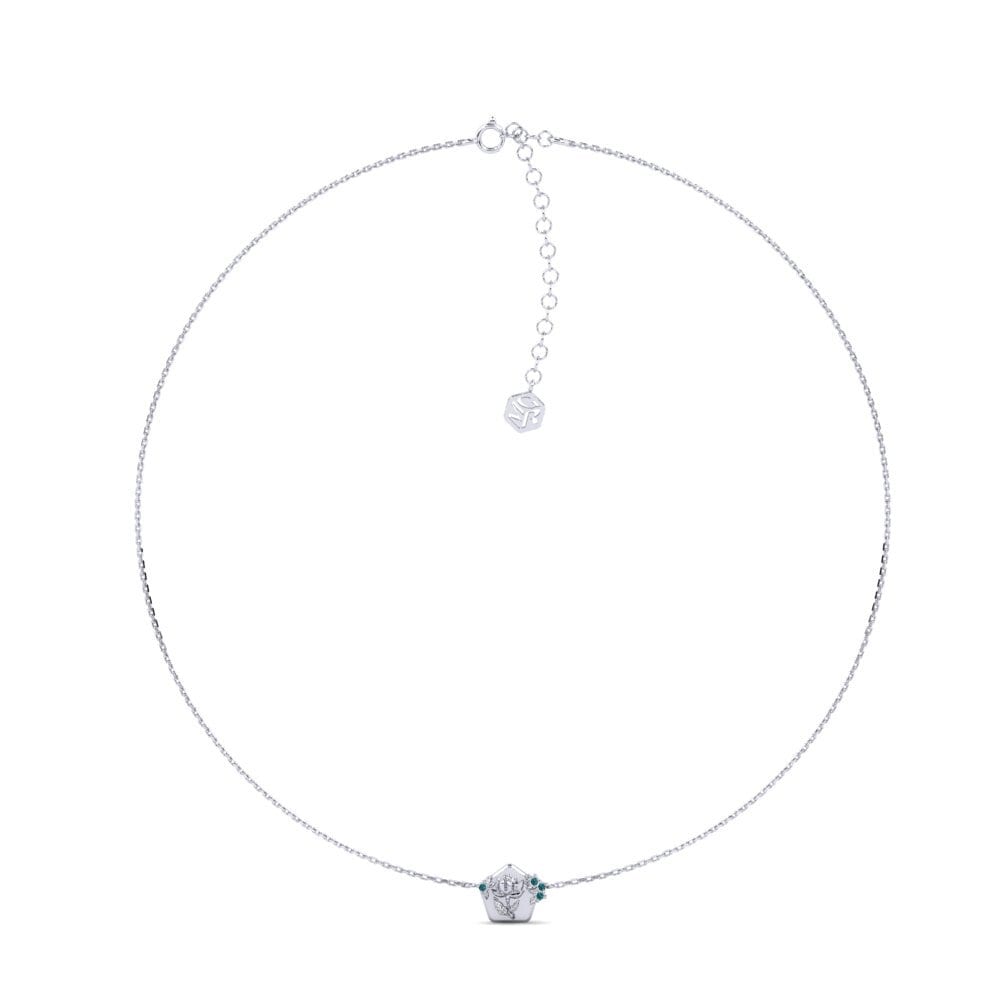 Plata 925 Diamante Azul Collar de Mujer Papaveraceae