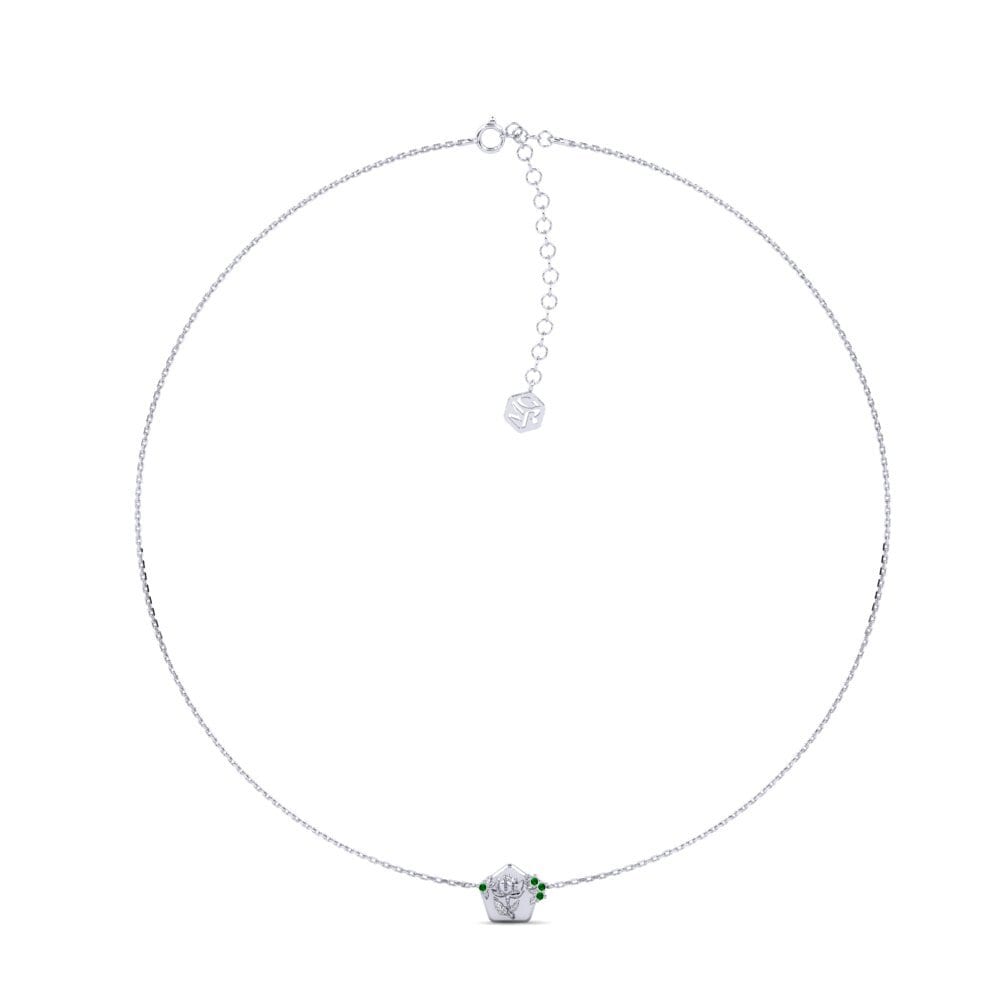 Plata 925 Circonita Verde Collar de Mujer Papaveraceae