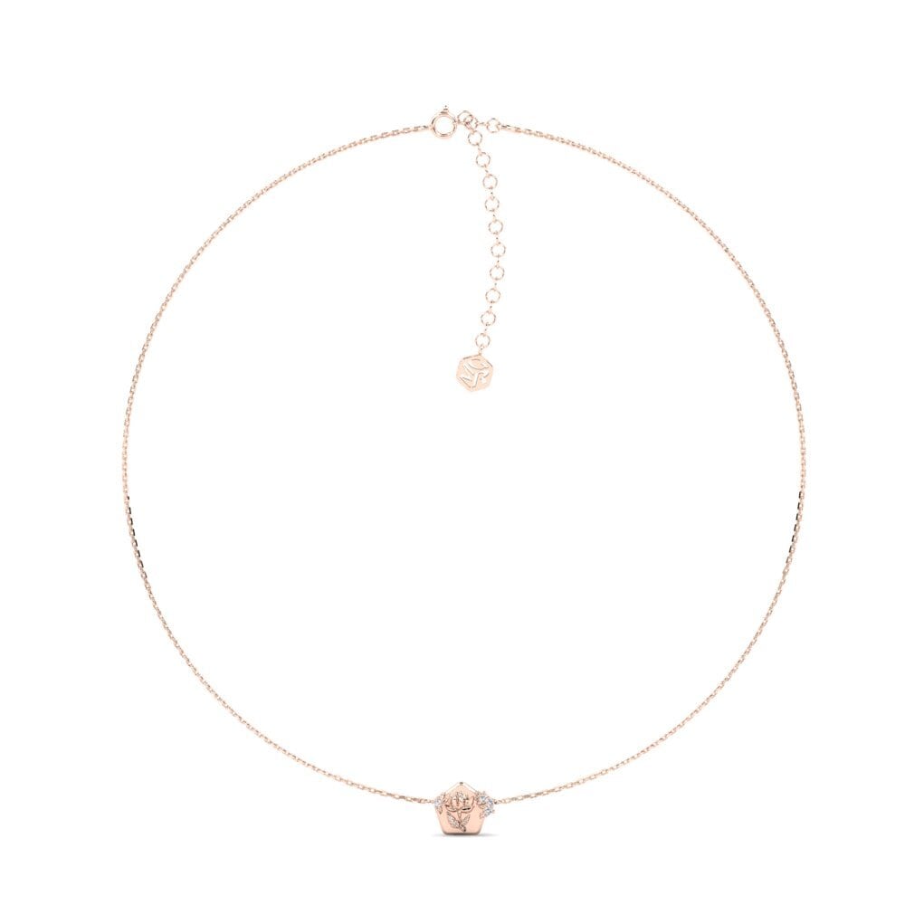 14k Oro Rosa Collar de Mujer Papaveraceae