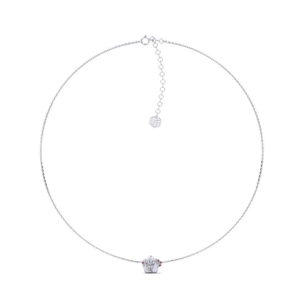 Plata 925 Granate Rhodolite Collar de Mujer Papaveraceae