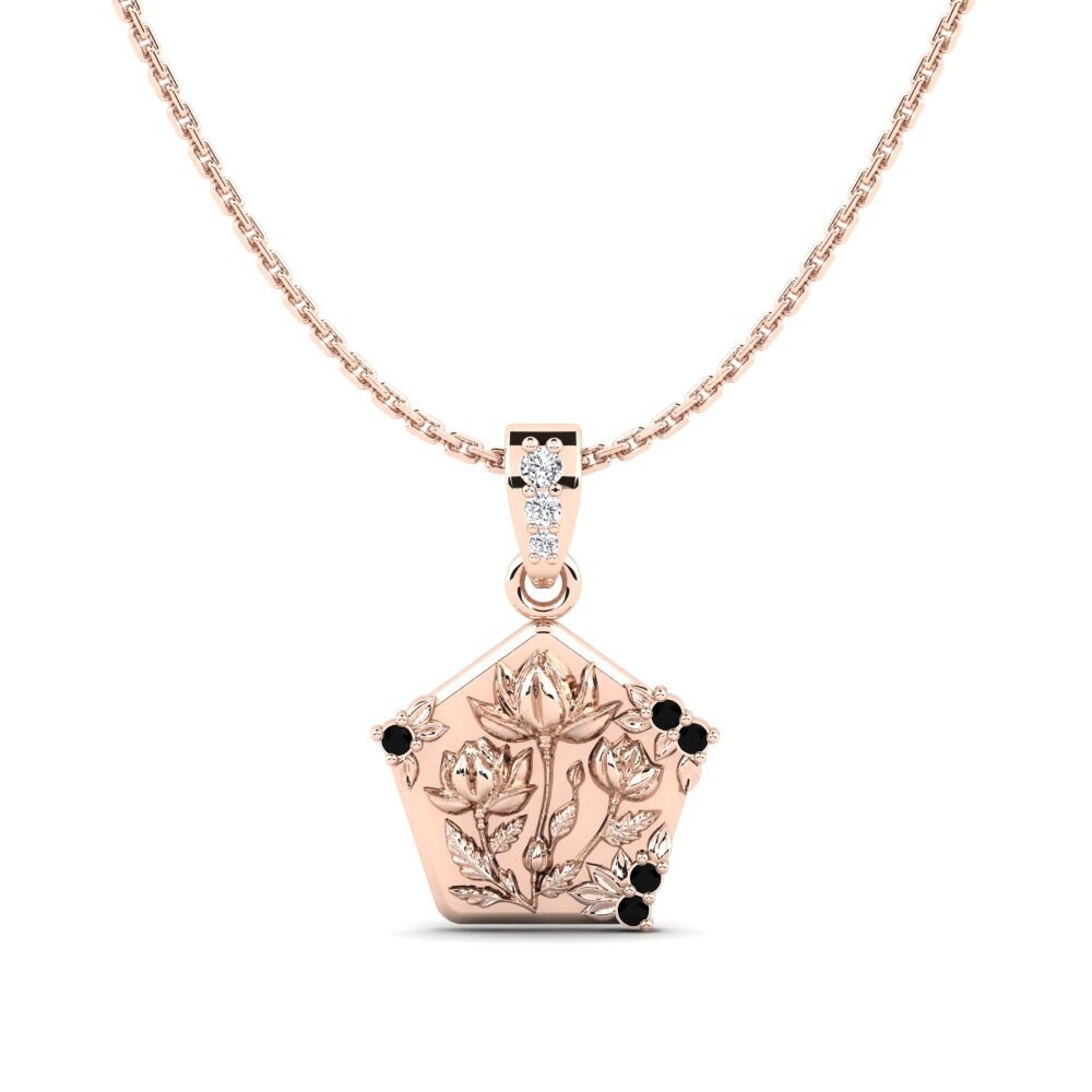 9k Oro Rosa Zafiro negro Colgante de Mujer Patina