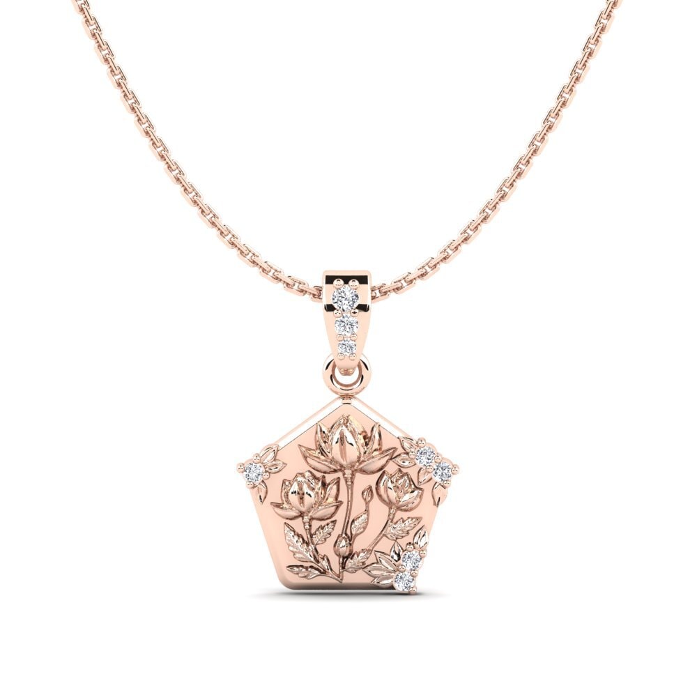 14k Oro Rosa Colgante de Mujer Patina