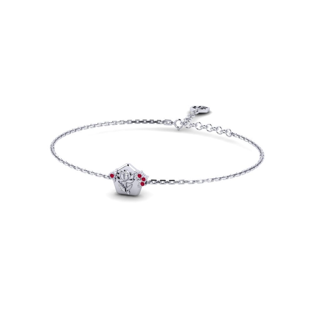 Vàng Trắng 14K Đá Ruby / Hồng Ngọc Vòng tay nữ Petrosia