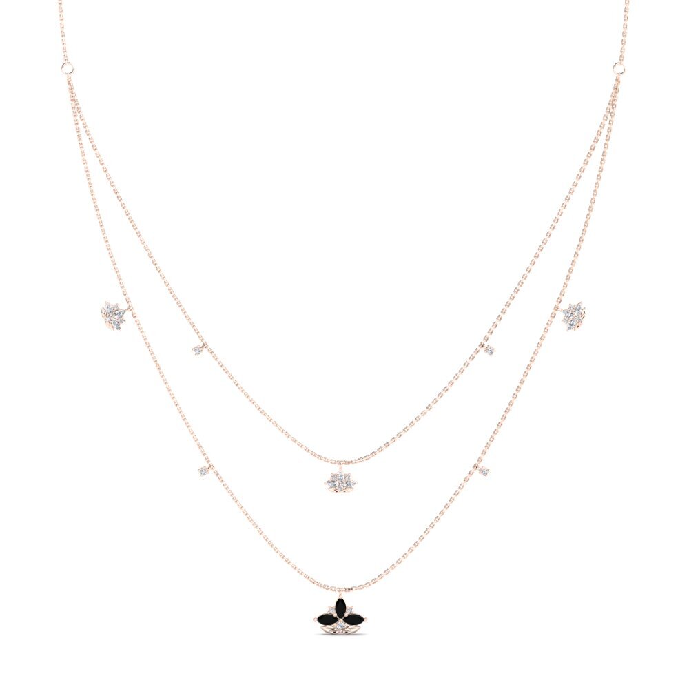 9k Oro Rosa Zafiro negro Collar de Mujer Pinopsida