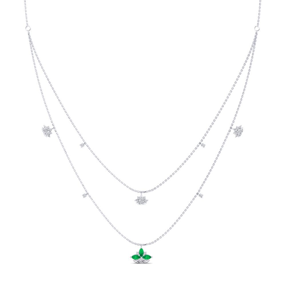 Plata 925 Esmeralda Collar de Mujer Pinopsida