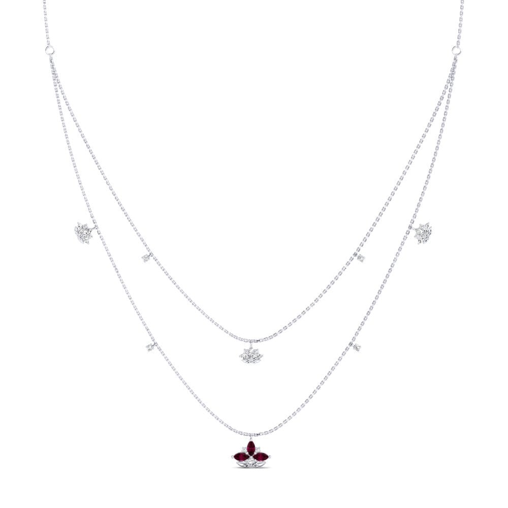 Plata 925 Granate Rhodolite Collar de Mujer Pinopsida