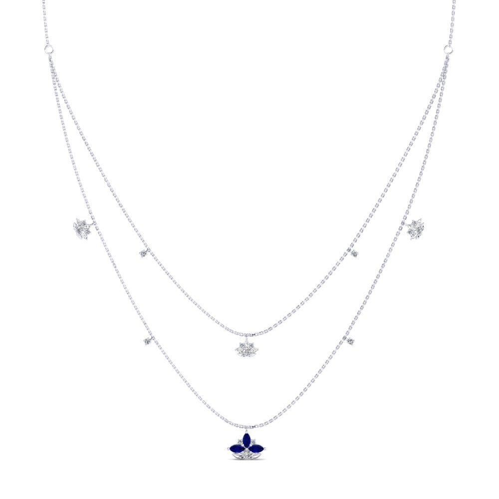 シルバ925 サファイア 女性ネックレス Pinopsida