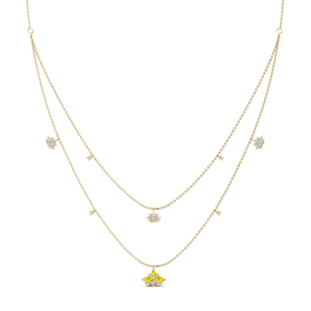 14K Yellow Gold Marquise Yellow Sapphire Women's Necklace Pinopsida