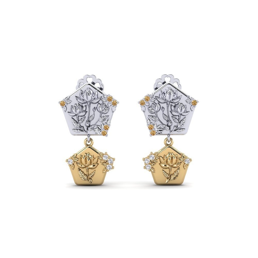585 Weiß & Gelbgold Brauner Diamant Damen ohrring Quimera