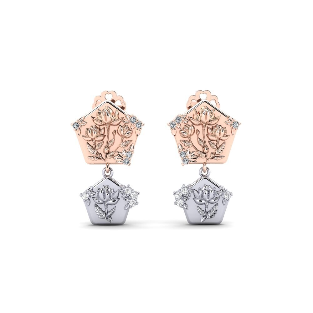 Vàng Trắng-Đỏ 9K Đá Zirconia Bông tai nữ Quimera