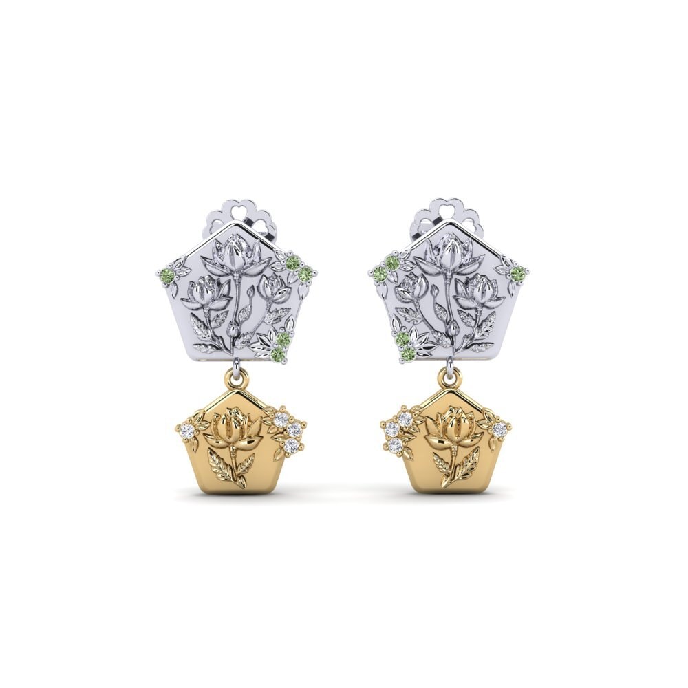 585 Weiß & Gelbgold Grüner Diamant Damen ohrring Quimera