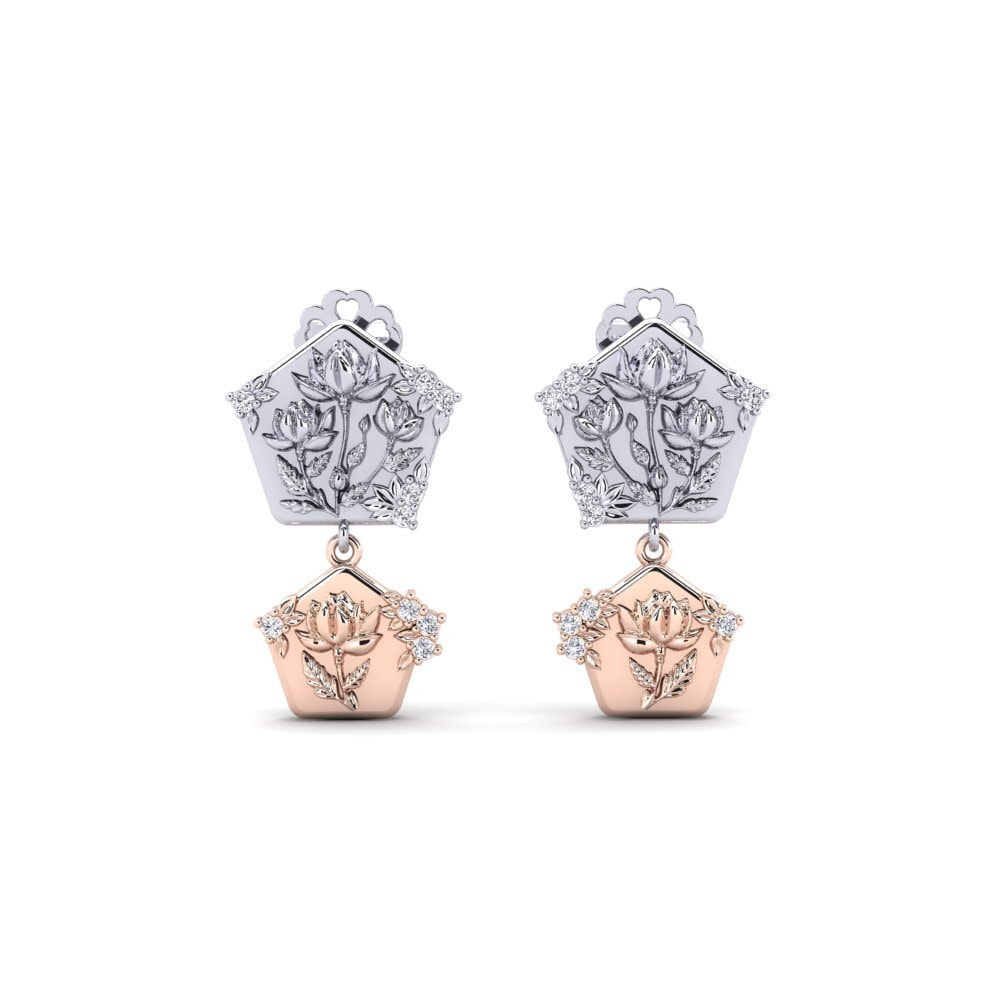 375 Weiß & Rotgold Labor-gezüchteter Diamant Damen ohrring Quimera