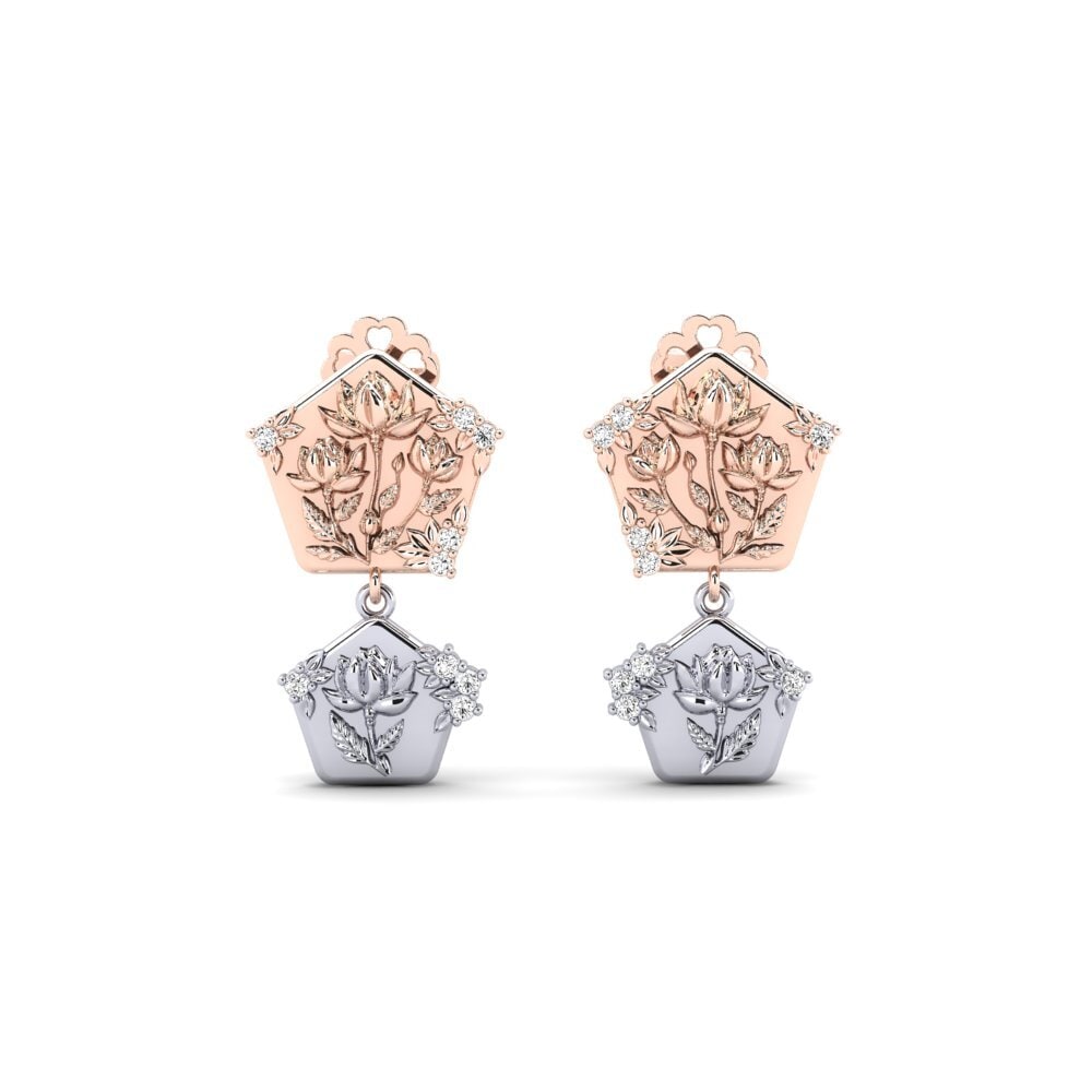 Vàng Trắng-Đỏ 9K Đá Moissanite Bông tai nữ Quimera