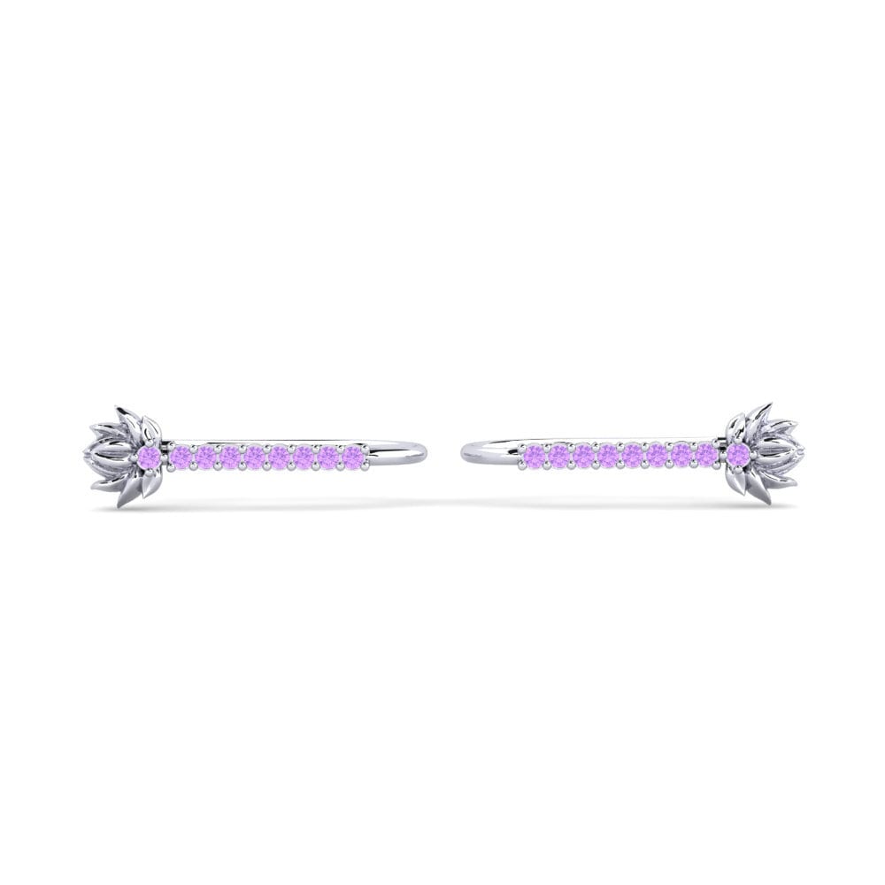 Vàng Trắng 14K Đá Thạch Anh Tím Bông tai nữ Skum