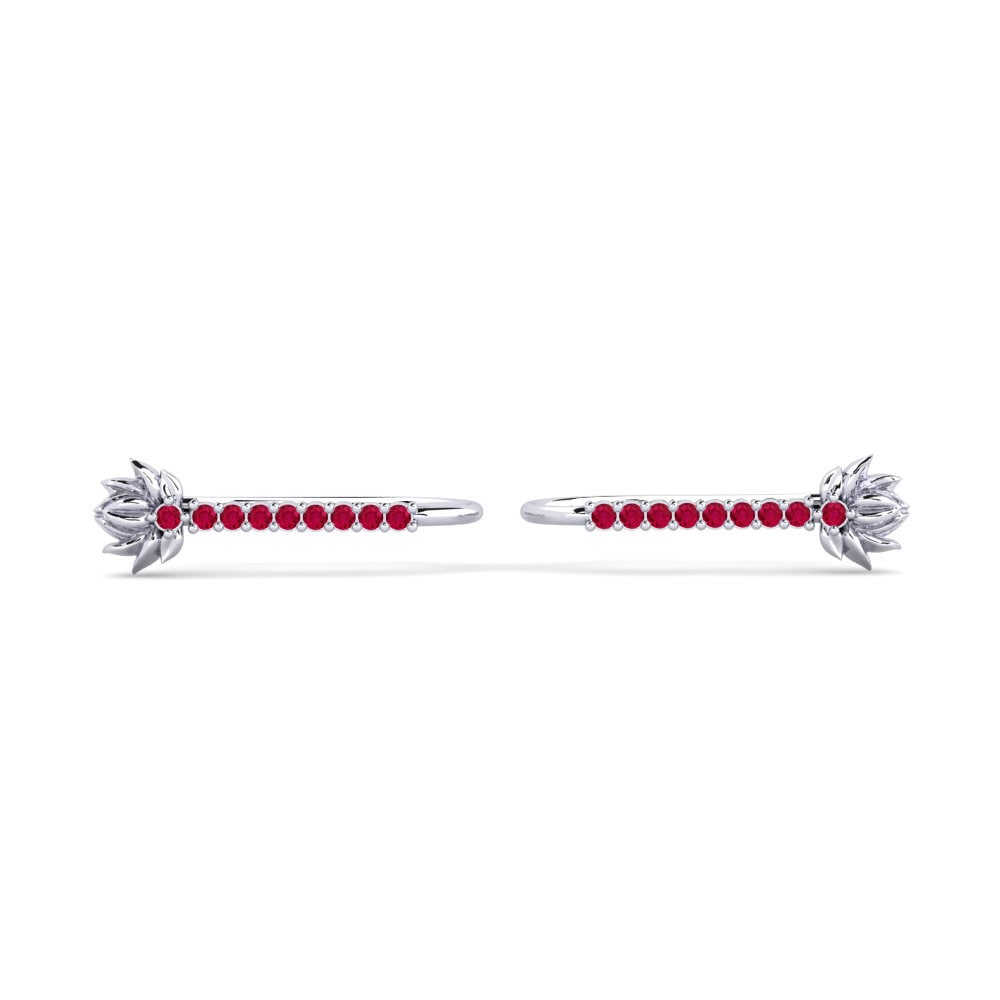 Vàng Trắng 14K Đá Ruby / Hồng Ngọc Bông tai nữ Skum