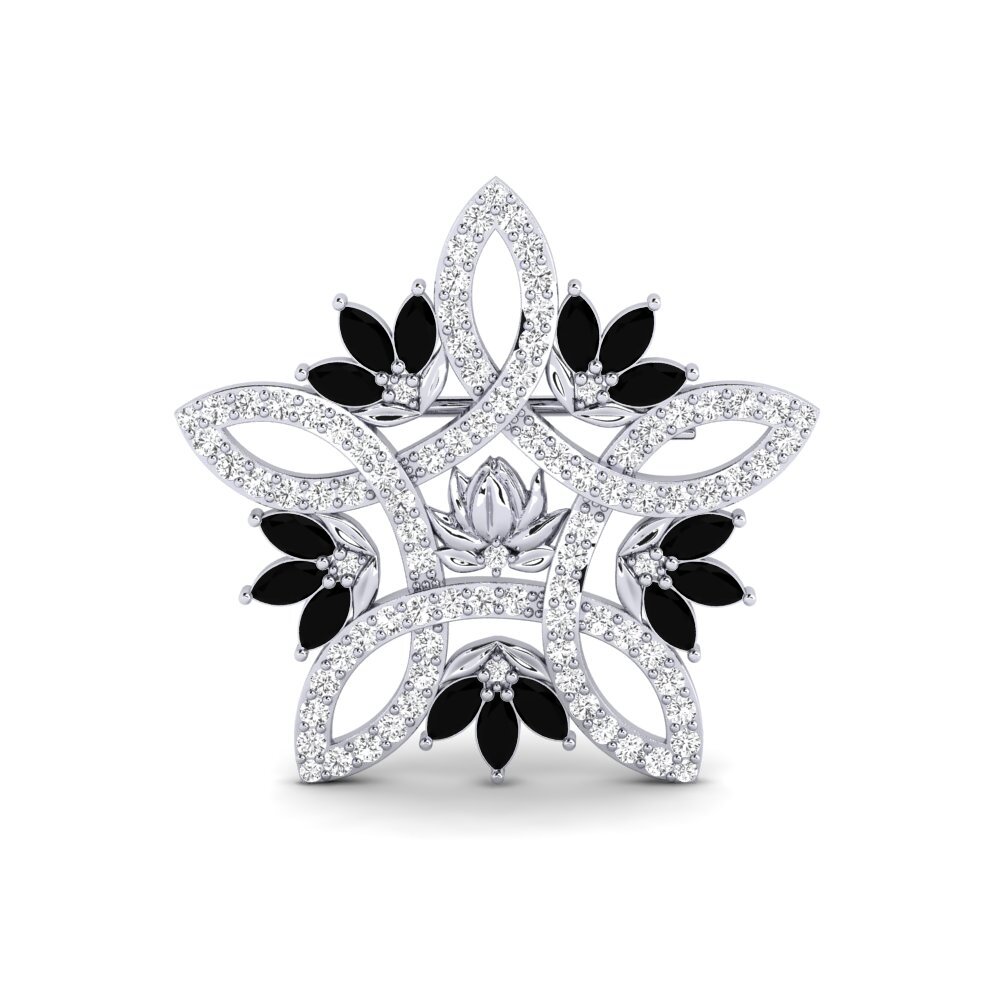 Weiß-Silber Schwarzer Saphir Women's Brosche Skumring