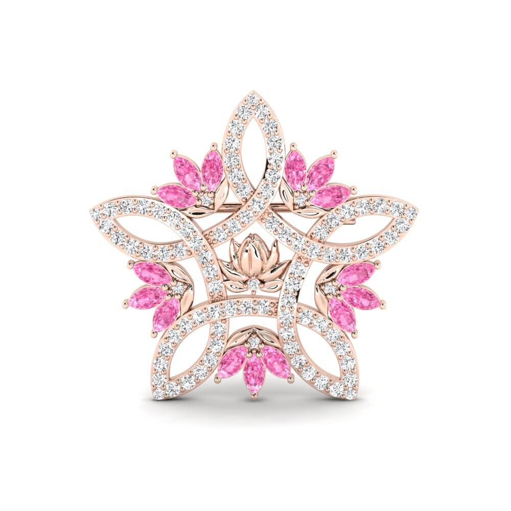 Rotgold 585 Rosa Saphir Women's Brosche Skumring