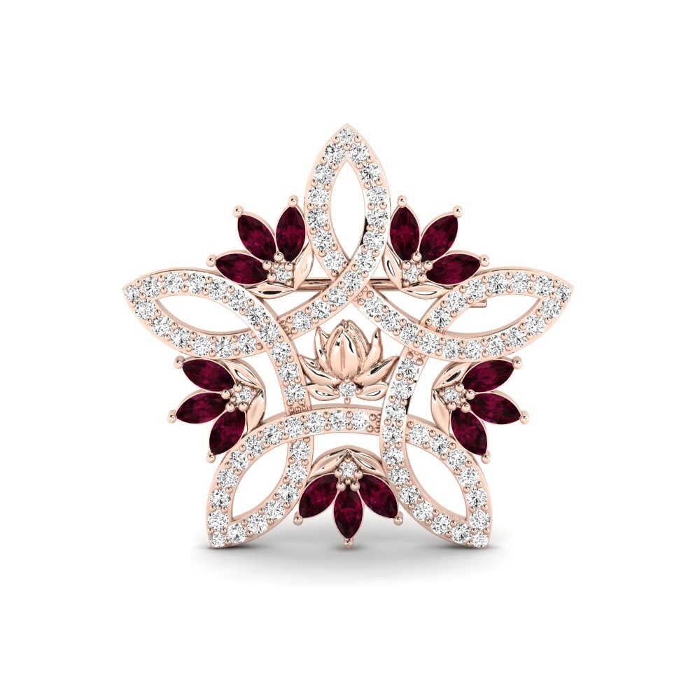 Rotgold 585 Rhodolit-Granat Women's Brosche Skumring