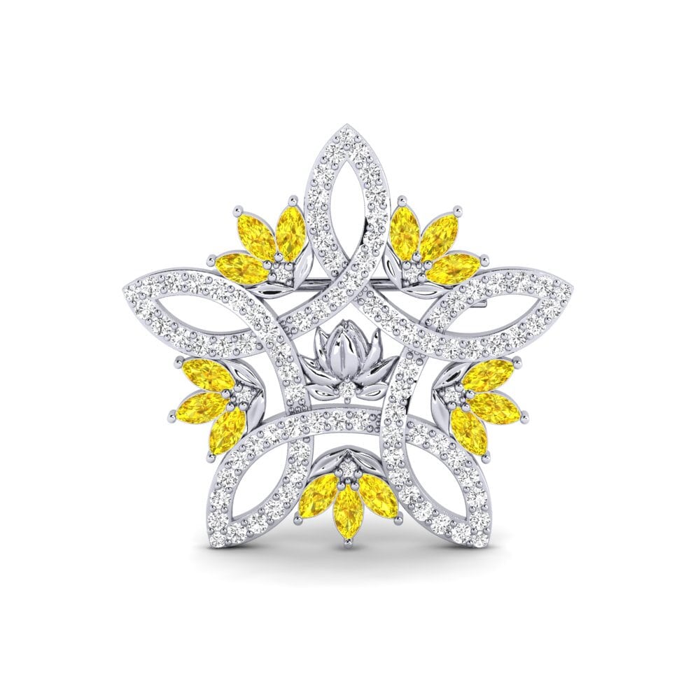 950 Platin Gelber Saphir Women's Brosche Skumring