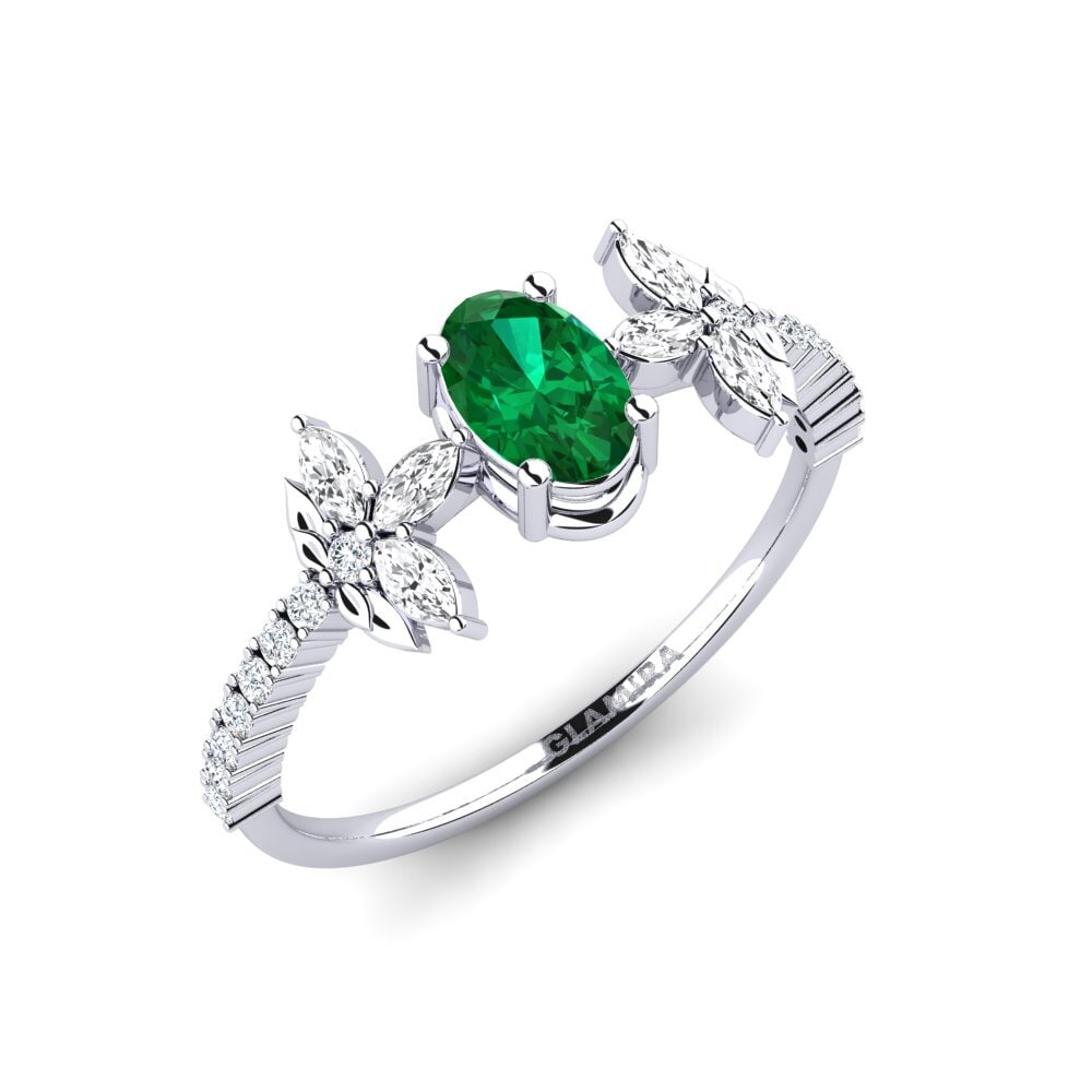 Vàng Trắng 14K Đá Emerald (Đá nhân tạo) Nhẫn Sosiego