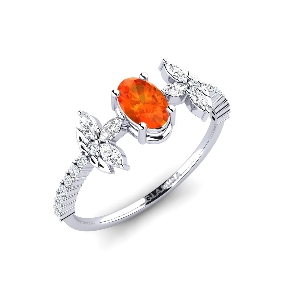 Weißgold 585 Orangefarbener Saphir Ring Sosiego