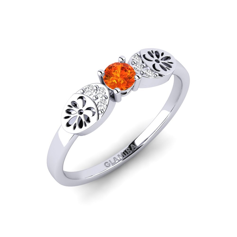 Weißgold 585 Orangefarbener Saphir Ring Vrolik